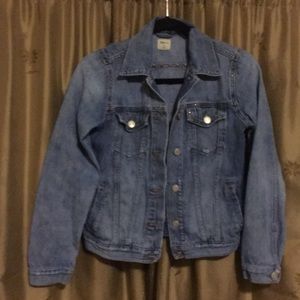 GAP jean jacket with distressed denim